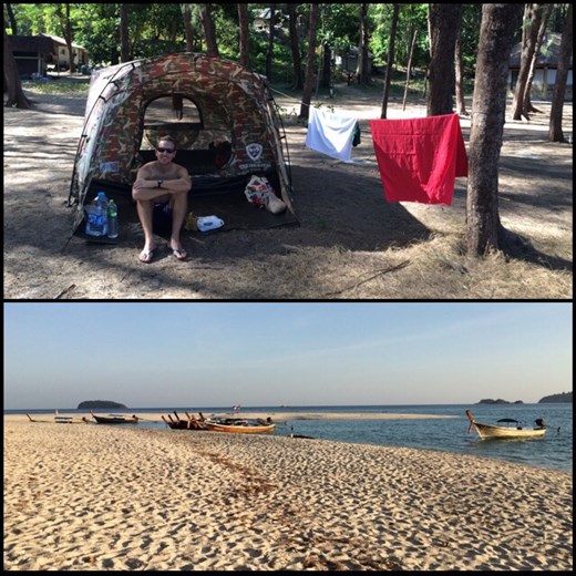 Our tent and one of the beaches in Koh Adang. 