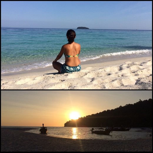 Meditating? No! Just contemplating THE awesomeness! ;-) Magic sunset  in Koh Adang. 