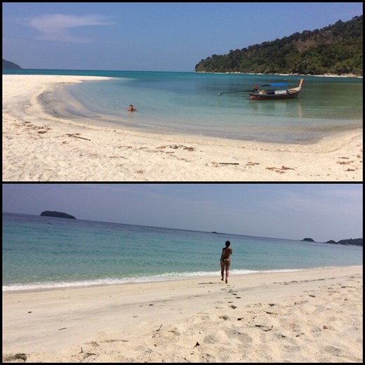 Sand was so hot that AF had to sprint to the water!