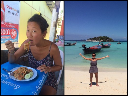 Pad Thai for lunch, yummy! Don't talk to AF, she's focusing! ;-) 
One day excursion to Koh Lipe to buy our boat ticket back to the mainland. Initial idea was to skip Leo Dicaprio's 