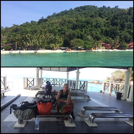 Nous attendons le bateau pour retourner sur la terre ferme pour prendre le bus pour Malacca. 