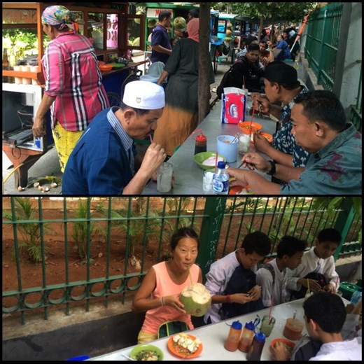 Living like a local: having lunch in the street. 