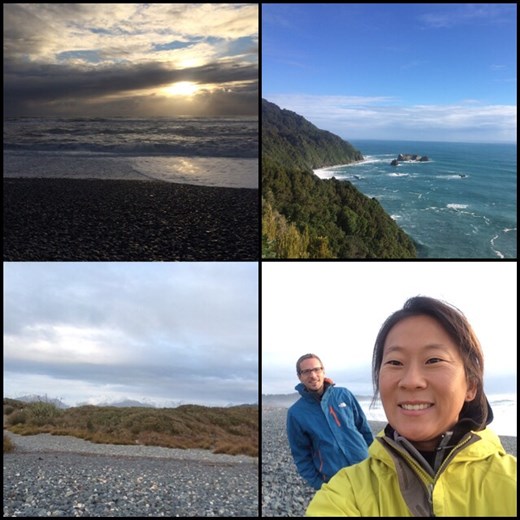 On a passé une nuit dans un site de camping gratuit cette fois-ci très bien situé, entre la mer et les montagnes comme le montre le frontback. La photo en haut à droite a été prise en chemin; la route longeait le littoral. 