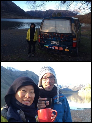 Lever matinal dans le froid presque glacial dans le parc national de Arthur's Pass mais quel cadre superbe! C'était d'ailleurs notre dernière nuit dans le camper van. Déjà fini, dommage!