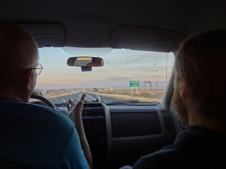 Driving for 12 hours straight through the night got us to Albuquerque. The desert sunrise melted away weariness and wariness; our ride thought it appropriate to tell stories of bodies buried in the desert.