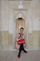 During my three weeks in Iran, I am fascinated by the women. They come in all colours of clothing, black being the most common. Women from a country town dress conservatively, while their city counterparts prefer vibrant colours. 

I saw this woman at the Afif-Abad Garden in Shiraz. She was stunningly beautiful and I approached her for a photograph.

I couldn’t learn more about her as language was a barrier. She was the most fashionable woman I saw. A modern side to Iran.: by fionachan, Views[769]