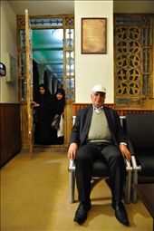 Next to the Koran, the most revered book in Iran is possibly, the collection of poems written by Hafez. Not only is this book a literary masterpiece, it can also divine one’s fortunes.

 At the Tomb of Hafez in Shiraz, I was greeted by the Director and a member of his staff. They invited me for tea, which I accepted. I joined them in their office, listened to the sounds of conversation. People came in and out to borrow (or return) one of many books on the Director’s desk. 

I photograph the staff member just when two women opened the door. They came to borrow a book of Hafez’s poems.
: by fionachan, Views[638]