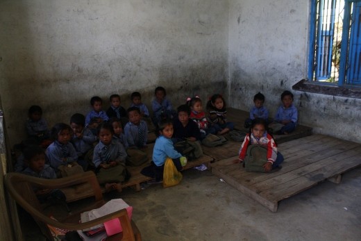 A typical class of pre schoolers in Nepal
