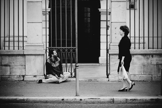 As almost everywhere there are unfortunately poor people in Rijeka also. Photo that I named “Poverty meets wealth” can often be seen in Rijeka. This photo presents two different worlds and the column between these person symbolically separates one world of poverty from another world of wealth.