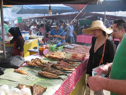 our sqid on a stick being cooked...fingers crossed!