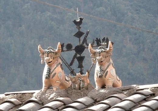 Bulls on the roof of many houses, for luck & prosperity