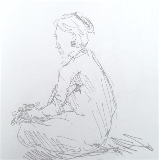 Elderly Tibetan woman at the teachings