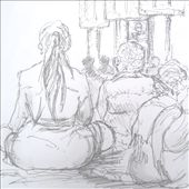 Watching the Dalai Lama on TV amongst the thangkas (hangings) in the temple: by flyingpiglet, Views[699]