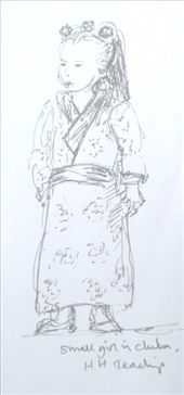 Small girl with flowers in her hair and a gorgeous brocade chuba: by flyingpiglet, Views[726]