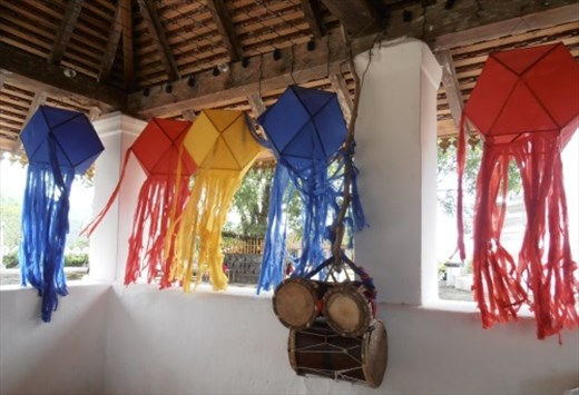 Lanterns at Lankathilake temple near Kandy. Celebrating the Buddha's birthday.