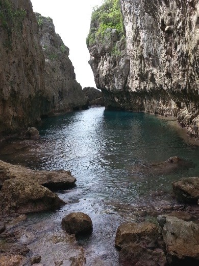 Matapa Chasm. 6 metre deep water, great visibility. A little spooky..
