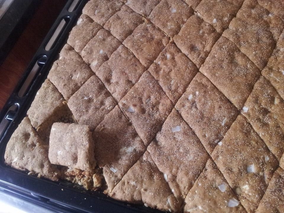 slightly cut in pieces 