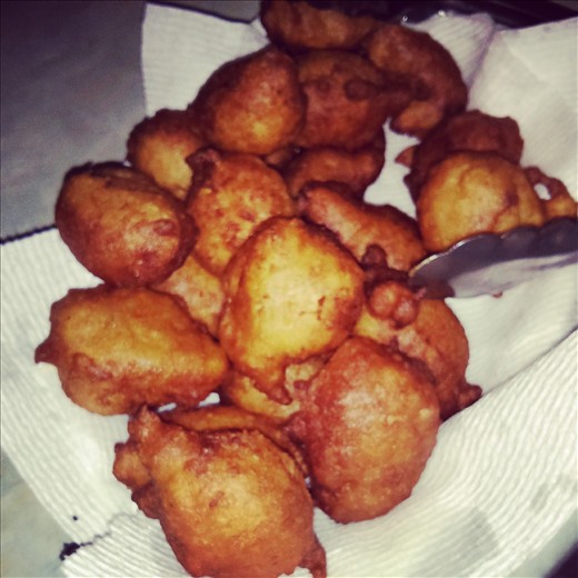 Fresh beignets out of the fryer. 
