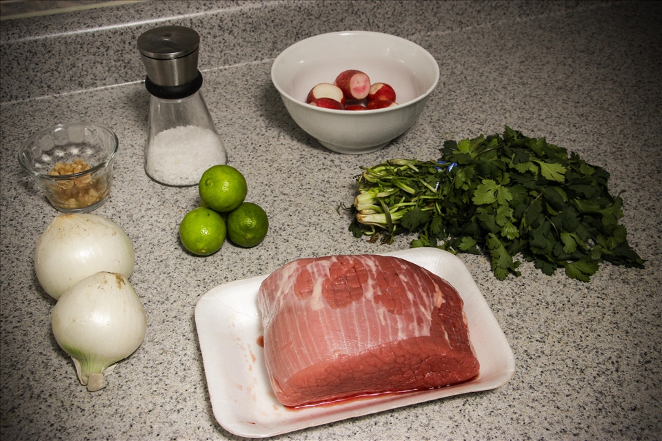 Salpicón ingredients before cooking