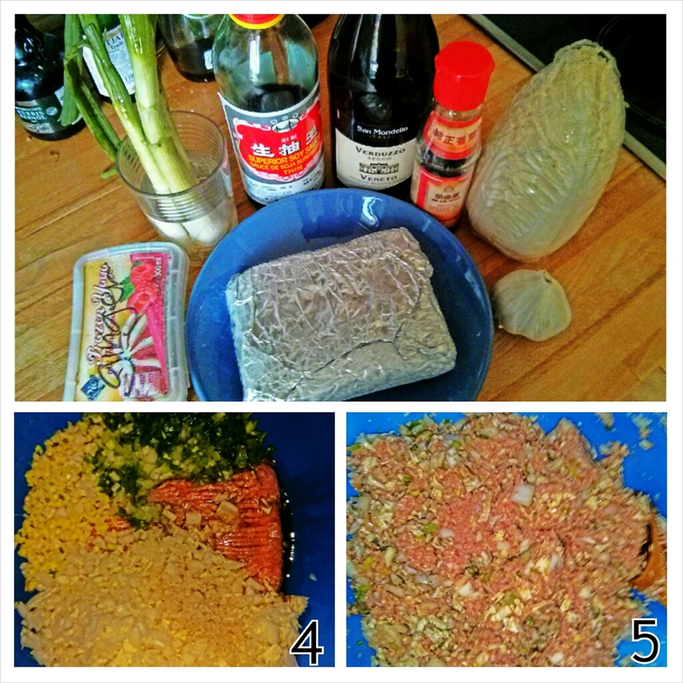 Making the dumpling filling