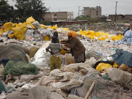 John (not his real name), his mother and a friend, they are in one of the biggest dumping site at Nairobi. Here, John and like the rest of the people has come to look for  anything that can be recycled and sell so that he can help his mother looking for a fortune, while he's suppose to be in school.