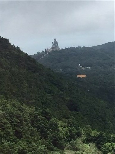 View of Big Buddha from Ngong Ping 360 cable car
