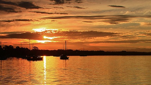 Sunset over the Hastings river, a large river that empties in to the Tasman sea at Port Macquarie.