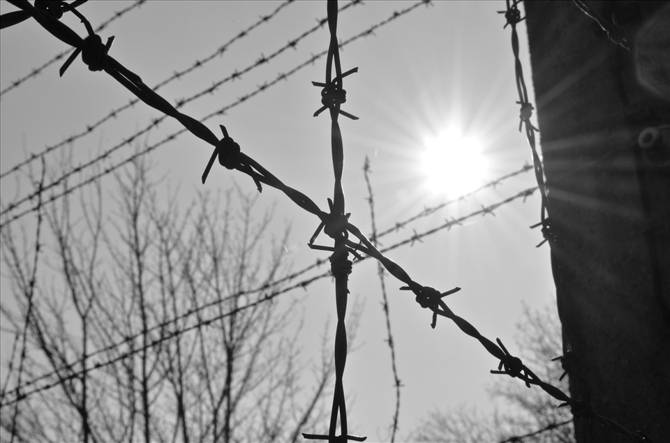 Barbed wire spanned the boundaries 