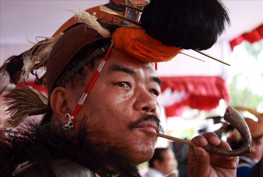 The Nyishis are an ancient tribe living high in the East Himalayan State of Arunachal, India. They are extremely proud of their ancestry, heritage, physical strength and prowess in hunting. Their ceremonial attire has feathers of eagles, bear hair, claws of panthers and auspicious beads of various types.