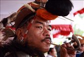 The Nyishis are an ancient tribe living high in the East Himalayan State of Arunachal, India. They are extremely proud of their ancestry, heritage, physical strength and prowess in hunting. Their ceremonial attire has feathers of eagles, bear hair, claws of panthers and auspicious beads of various types.: by gbmukherji, Views[1025]