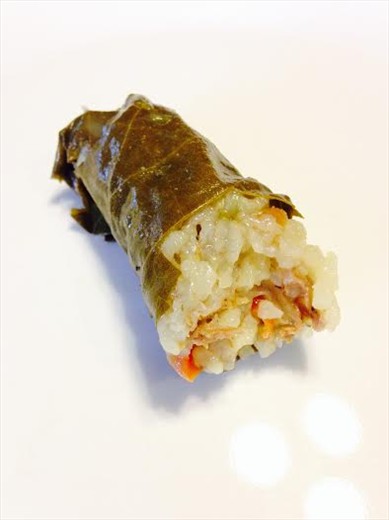 The inside of a cooked grape leaf!