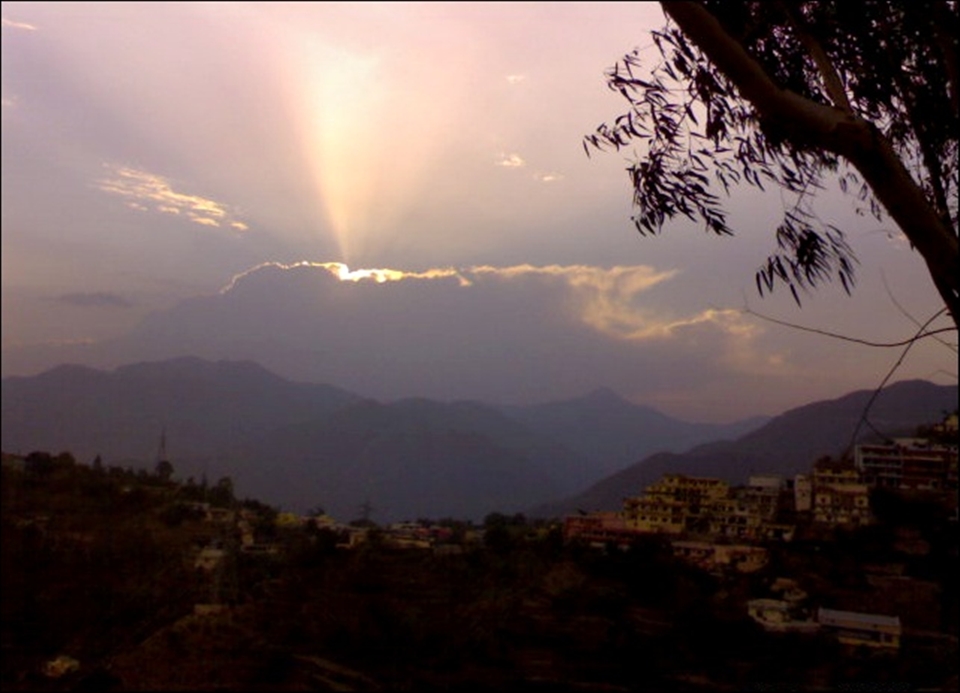 Sunset on mounatains of Uttrakhand, India