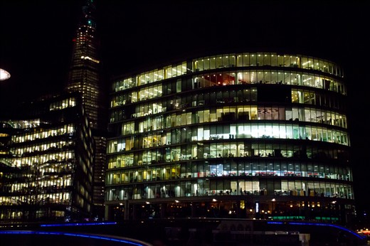 At the end of another long day. The lights stay on to keep the city 'awake'