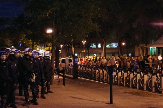 The tension between the students and the police at the scene