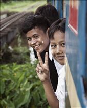 Travelling on the local slow train around Yangon is a great chance to mingle with  the locals. The genuine smiles and interactions with all Myanmar people warms my heart.: by georgemac, Views[361]