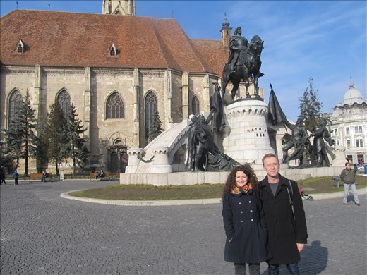 Cerasela and Andrei in front of St Michael's church - Cluj-Napoca