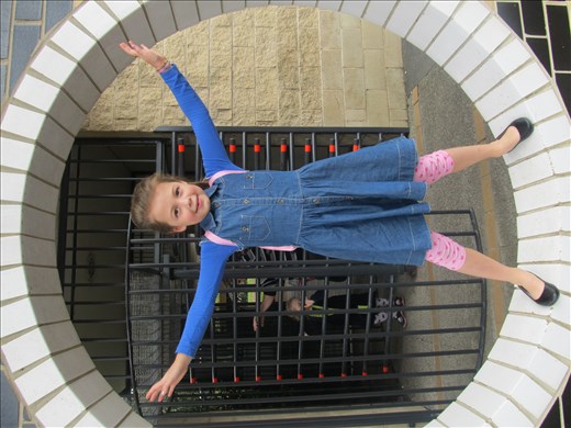 My cousin at the entrance to the zoo