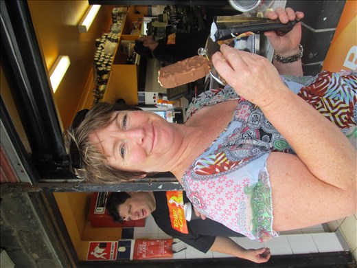 Enjoying ice creams with mum