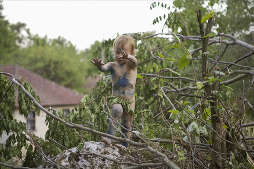 Little tarzan in action.