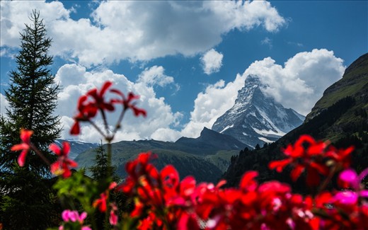Summer in Zermatt with the view of the Matterhorn