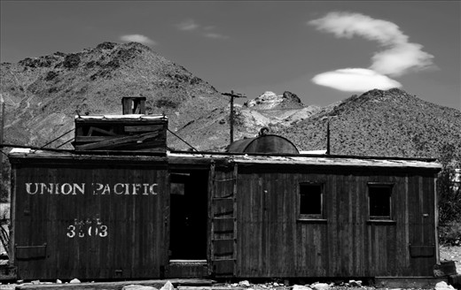 Abandoned train car in Rhyolite Ghost Town