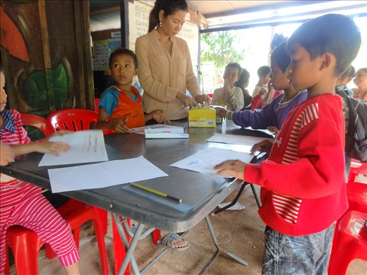 School in progress under the office/house veranda