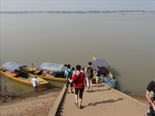 Getting ready to go looking for the rare Irawaddy dolphin in the Mekong