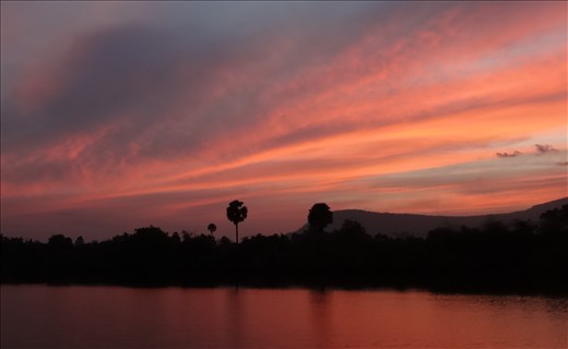 Sunset on the river in Kampot - taken from a boat