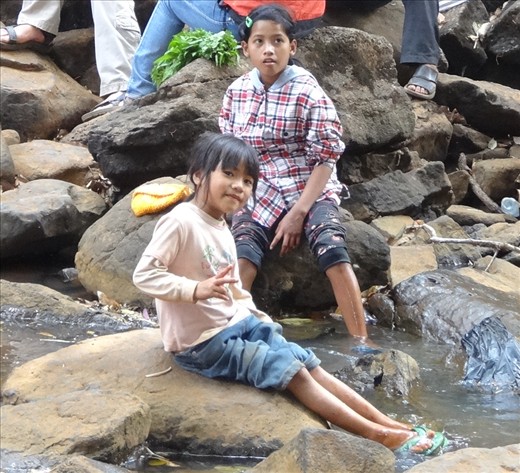 Young friends at the falls