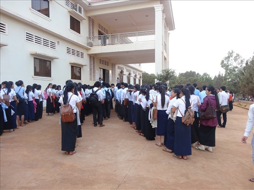 High school students practising for special event prior to Khmer New Year