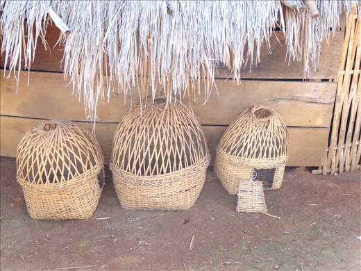 Hand made chicken carriers at village