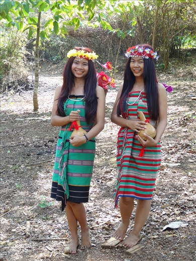 Sreyrueth my sponsored student and her sister in traditional costume 