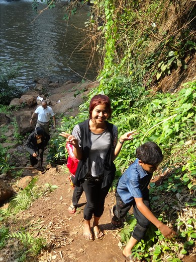 Climbing back up to the swing bridge