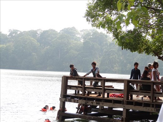 Swimming platform at the lake